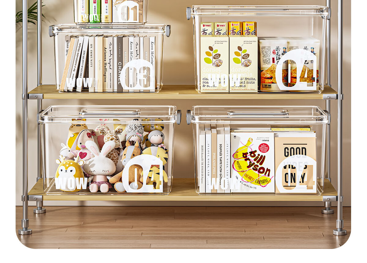 Dengbi Thick Transparent Handheld Storage Box, Household Clothes And Book Storage Container, Large Capacity Snack Toy Plastic Organizer Box 10