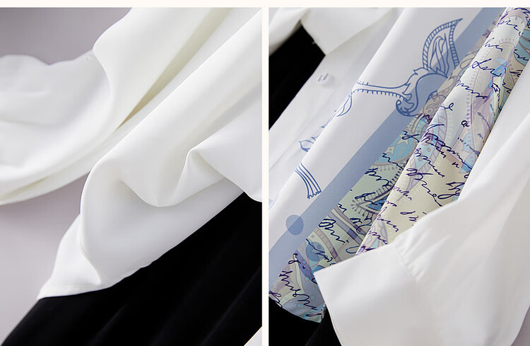 Dme [Romantic Paris] Spring And Autumn Round Neck Chiffon Blouse, Long Sleeve Printed Shirt, Women's Top 9