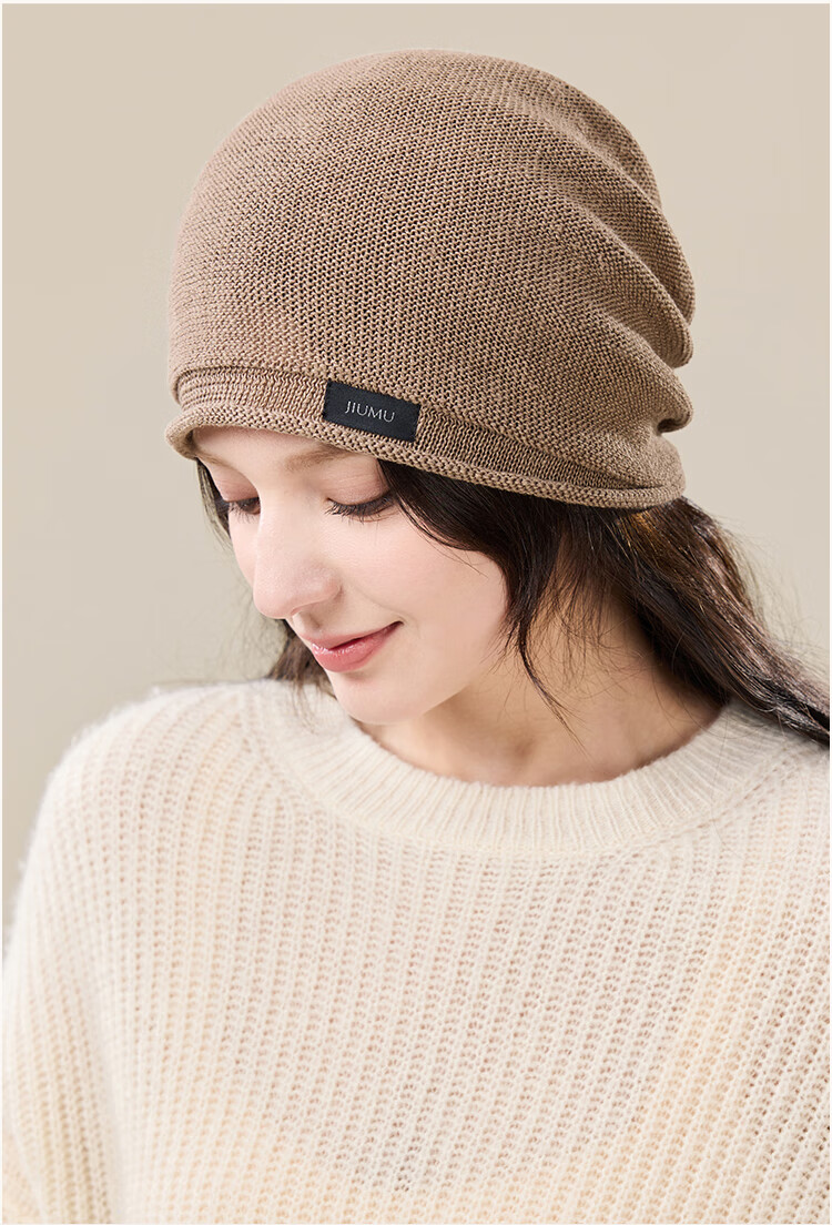 JIUMU Linen Hat Unisex Headwrap Cold Weather Thin Summer Knit Beanie Warm Air Conditioning Cap Maternity Sleep Cap 20
