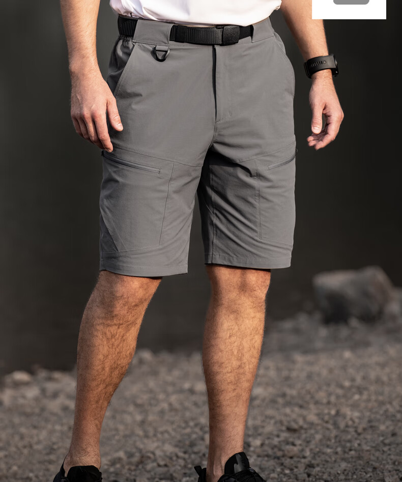 Free Soldier Peak Spring Summer Shorts Teflon Three-Defense Men's Work Shorts Breathable Sun Protection UPF50+ Light Gray 36W/10L 16