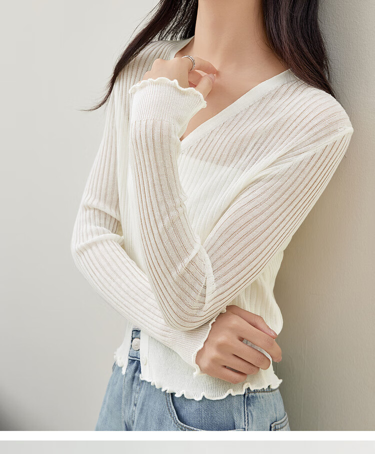 Shangdubila Casual Vacation Style Knitted Cardigan Women Spring V-Neck Slim Thin Shirt Ballet Pink One Size 6
