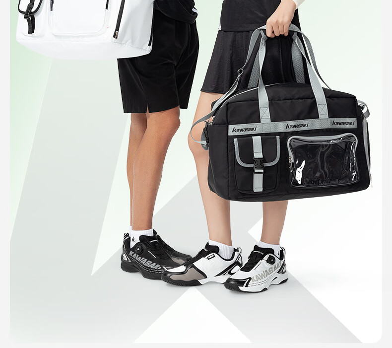 KAWASAKI Badminton Bag Pain Bag Series Large Capacity Multifunctional Compartment Sports Handbag Shoulder Bag C8147 Black 2