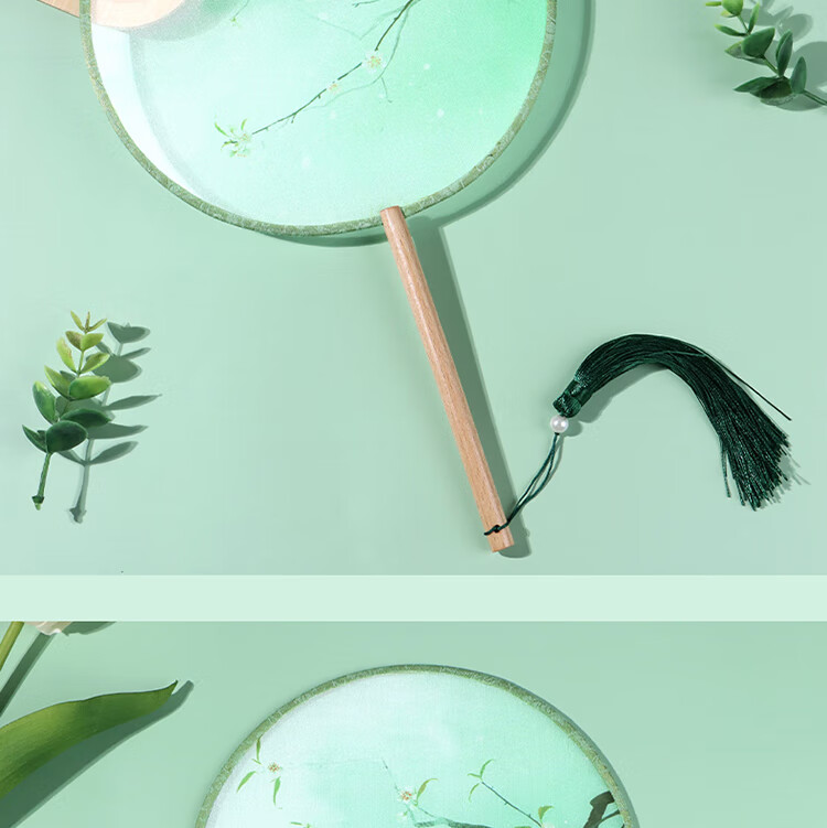 Jidu Space Traditional Chinese Style Round Fan Birthday Gift for Women Summer Hanfu Photography Prop Dance Fan 10