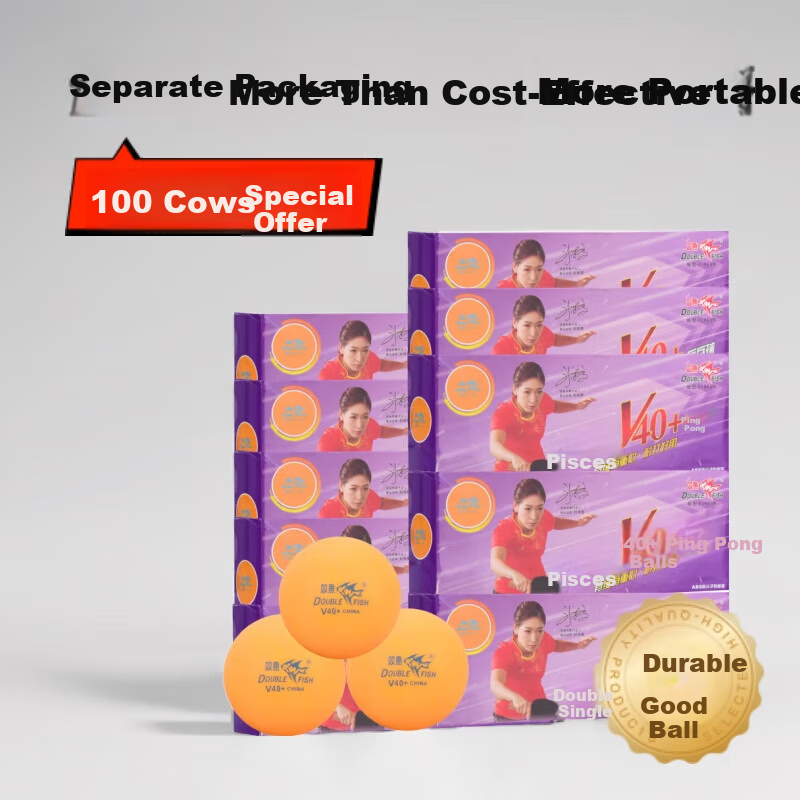 DOUBLE FISH Table Tennis Training Balls, Zhanchi V40+, Yellow, 10-Box Set (100 Pieces)