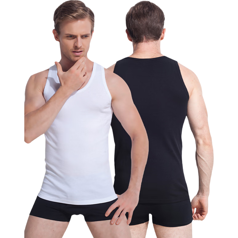 LangSha Pure Cotton Tank Top for Men, Summer Lightweight Sleeveless Casual Sports Sweat-Wicking Breathable Undershirt for Me