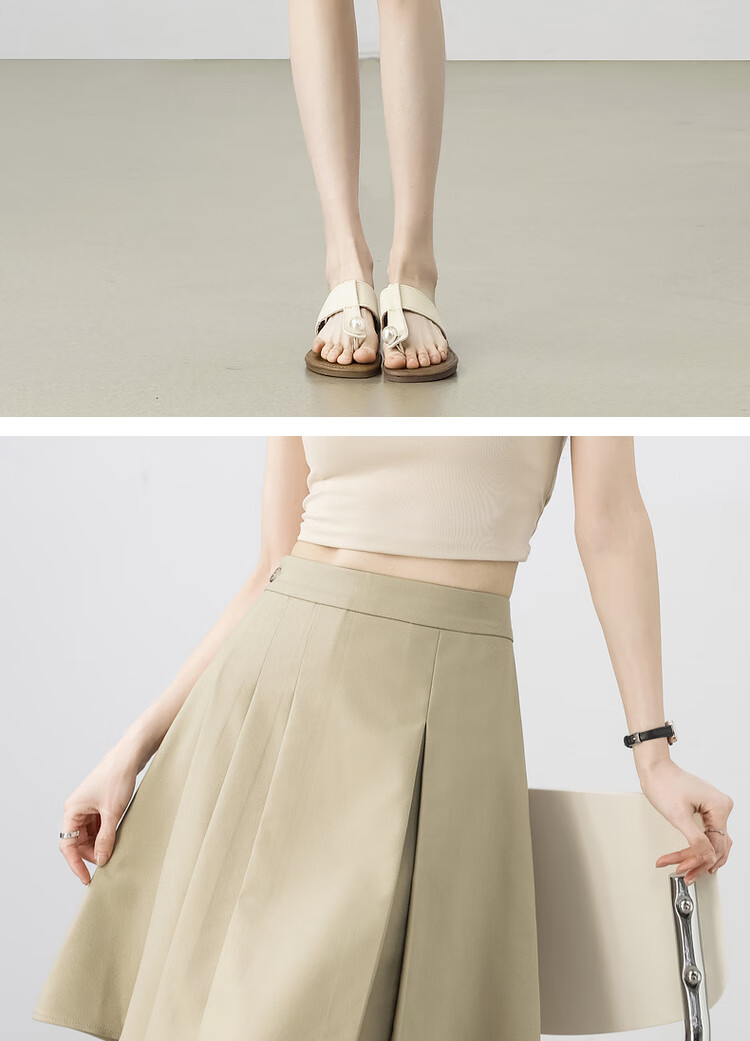 Sentubila Office Commute A-Line Skirt for Women, Spring And Autumn Women's Clothing, Gray Pleated Skirt, Petite Versatile Slimming Short Skirt 14