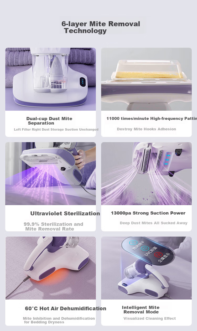 JD Original Xiaohai Pao Lite Mite Remover And Vacuum Cleaner Combo, Dual Cup Dust And Mite Separation, Smart Display Screen, Home Use Bed Mite Removal, UV Sterilization, 60°C Hot Air 2