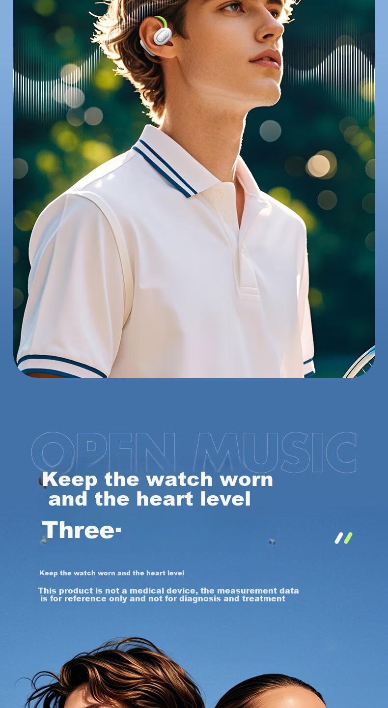 CLAISON [2025 New Model | Berlin Voice] Bluetooth Headphones, Ear-Hook Style, LED Display, Bone Conduction Concept, Wireless, Non-In, Open-Ear Design, Long-Lasting Battery Life, M80-White 6