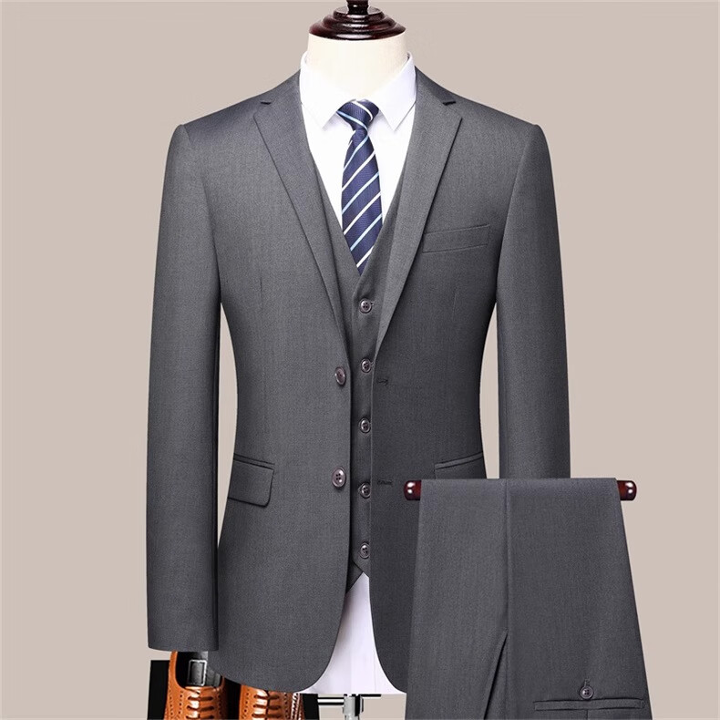ROMON Men's Slim Fit Business Suit Groom Wedding Tuxedo Black 2XL 13
