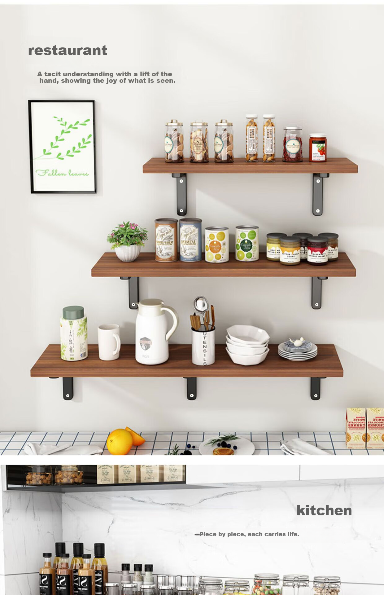 Anerya Wall Shelf, Wall-Mounted Storage Rack, Dormitory Wooden Wall-Mounted Bookshelf, Partition Shelf, Storage Rack, 7 12