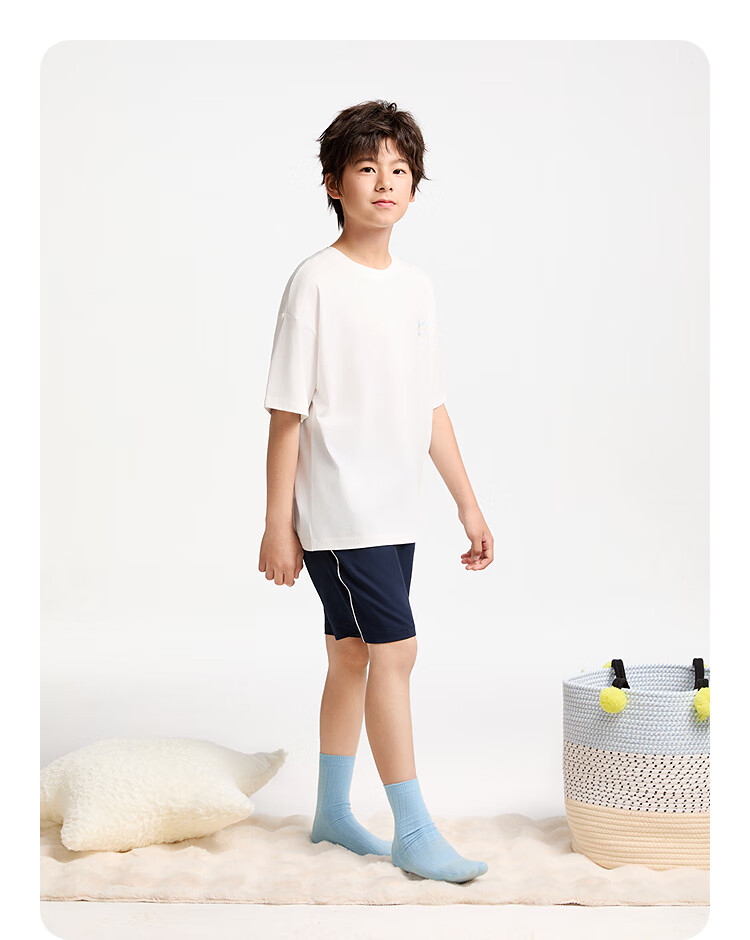 Annil Boys' Short-Sleeve Home Wear Set, 2025 Summer New Elastic Breathable Fashionable Loungewear Pajama Pants 8