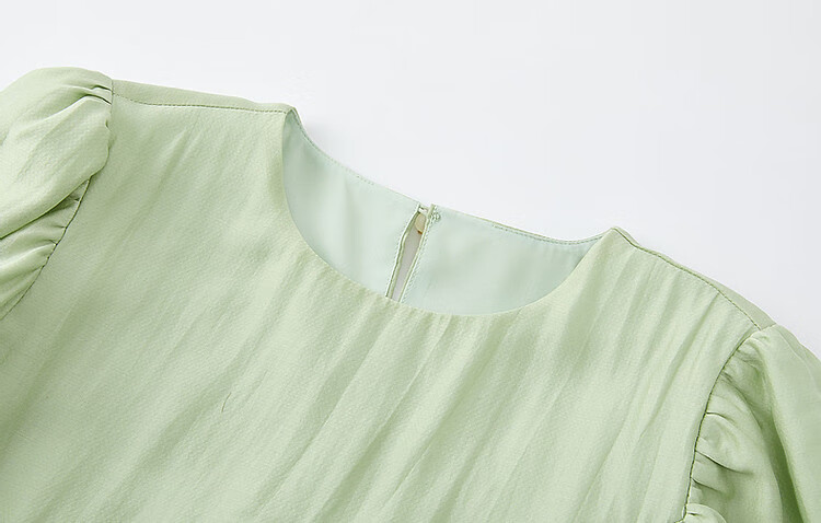 Dme [Luorimian] Summer Breathable Lyocell Tencel Shirt with Asymmetric Ruffle Collar And Puff Sleeves Top 12