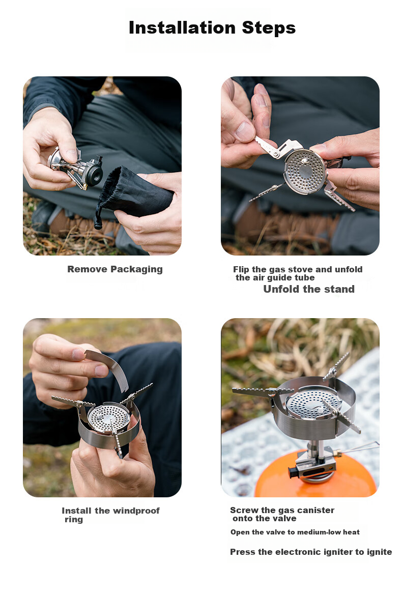 FIRE-MAPLE Integrated Gas Stove in Dark Gray, High-Altitude Cold-Resistant Gas Burner Head, Foldable Windproof Electric Ignition Gas Stove 11
