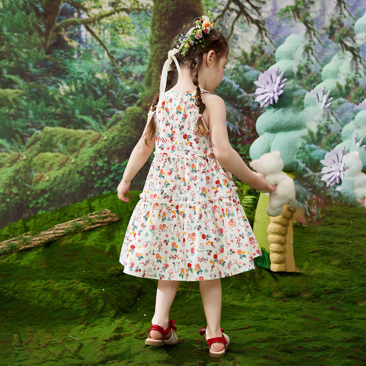 ASK JUNIOR Baby Girl Summer Dress, Children's Spaghetti Strap Dress for Outings And Vacations, Floral Princess Dress 3