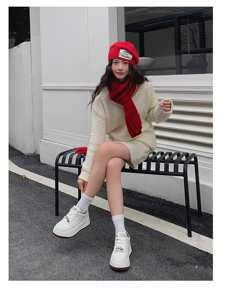 Josiny Thick-Soled White Sneakers for Women, Spring And Autumn 2026 New Style Soft-Soled Board Shoes Versatile Breathable Sports Casual Shoes Beige/apricot 39 12