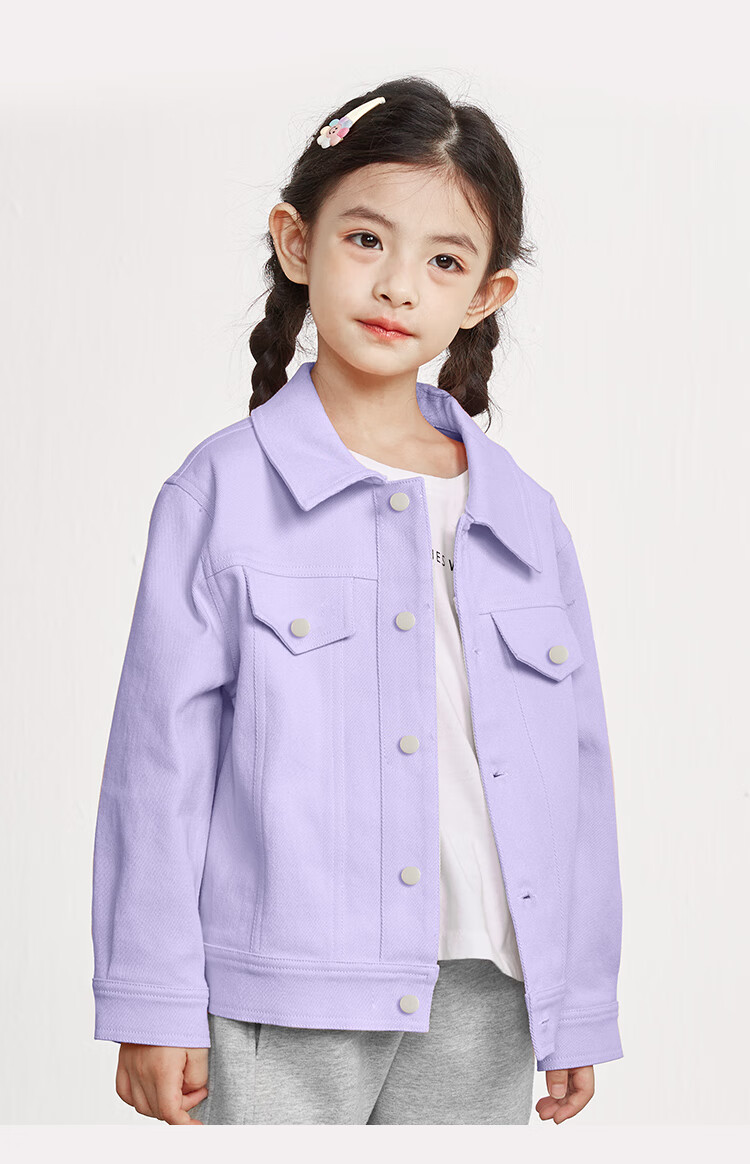 Baleno Girls' Jacket for Spring And Autumn 2026, Stylish Lapel Denim Jacket for Older Girls, Children's Spring Clothing, Casual Cardiga 8