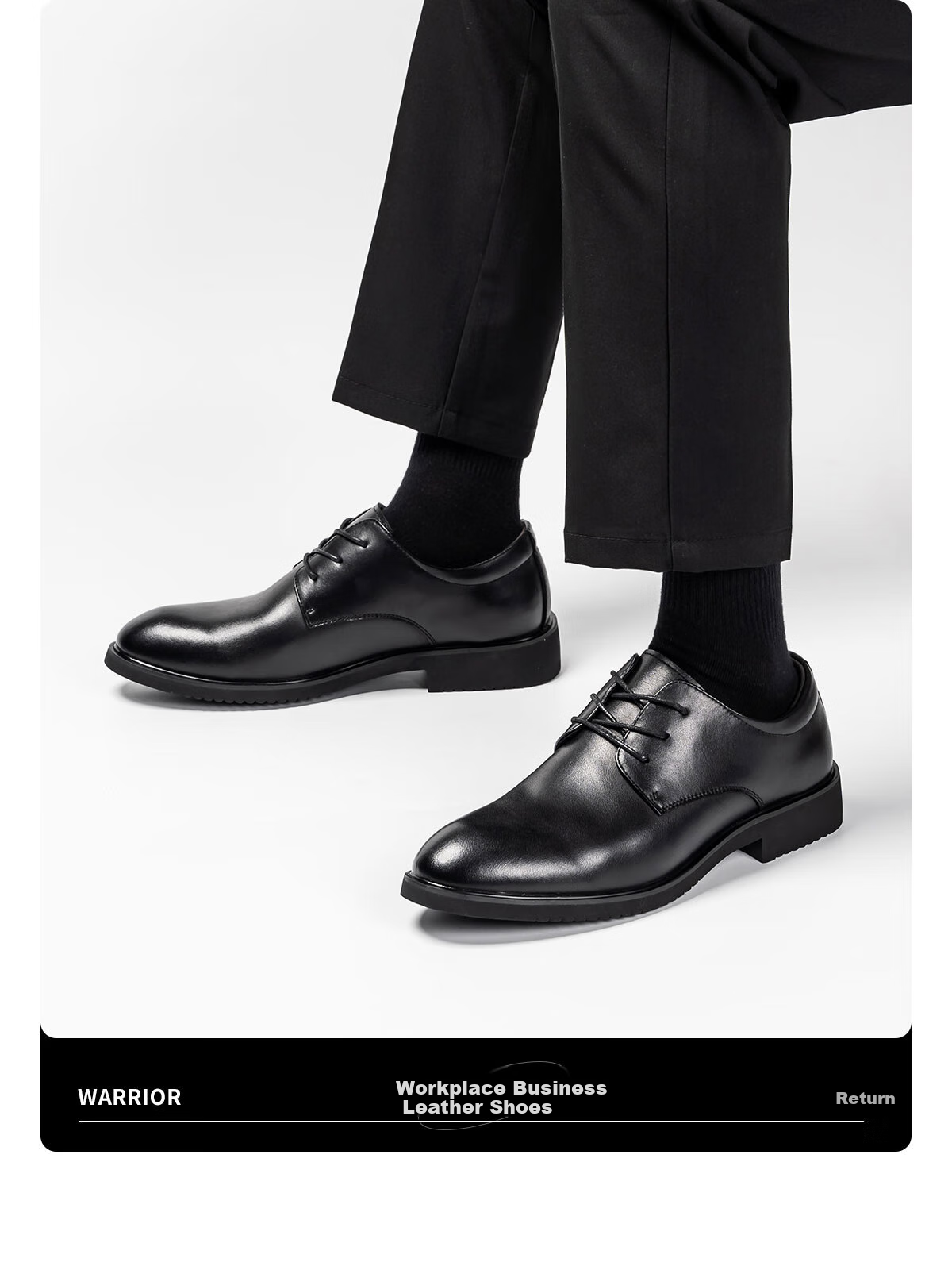 Huili Leather Shoes for Men, Business Casual Shoes, Fashionable Versatile Wedding Groom Formal Derby Shoes, Black (Height Increasing), Size 44 3