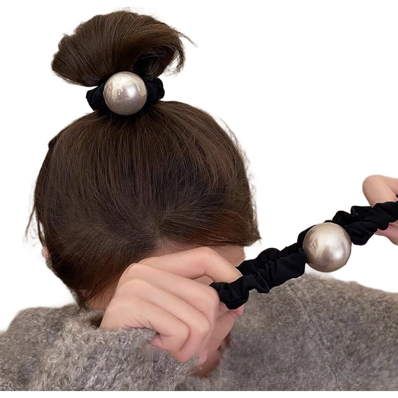 GECOMO French Elegant High-Quality Pearl Hair Ties for Women, Versatile Hair Bands, Retro Stylish High-Elasticity Hair Rings, Set of 3
