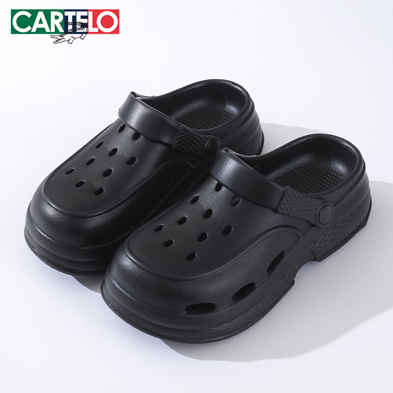 CARTELO Women's Perforated Shoes, Summer Sandals, Outdoor Casual Slippers, Beach Shoes for Women, 1588 Black, Size 35-36