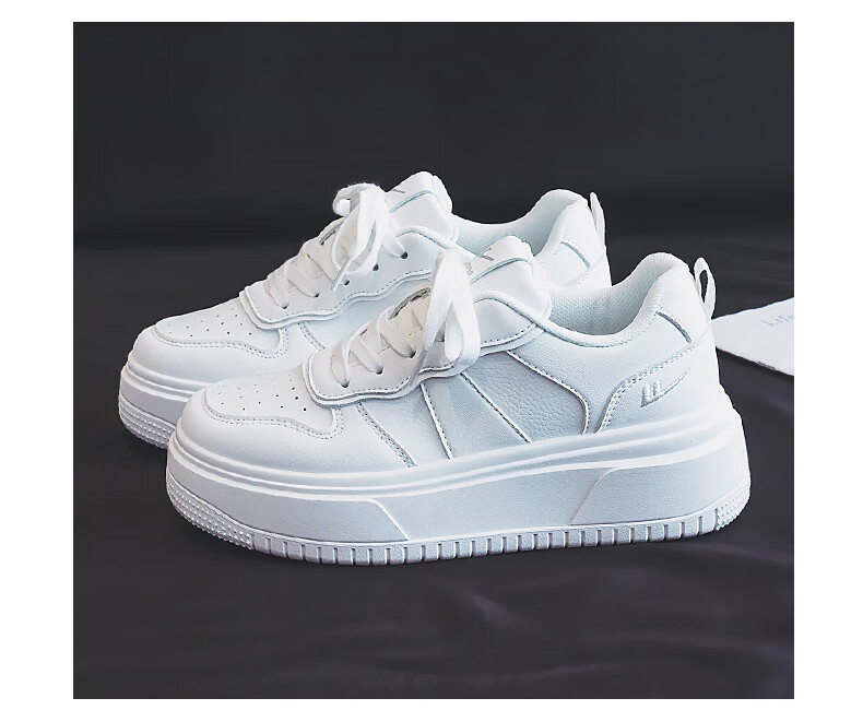 Warrior Women's Shoes, White Sneakers, Skateboard Shoes, New Spring 2026 Leather Dad Shoes, Thick-Soled Heightening Versatile Casual Sports Shoes 6