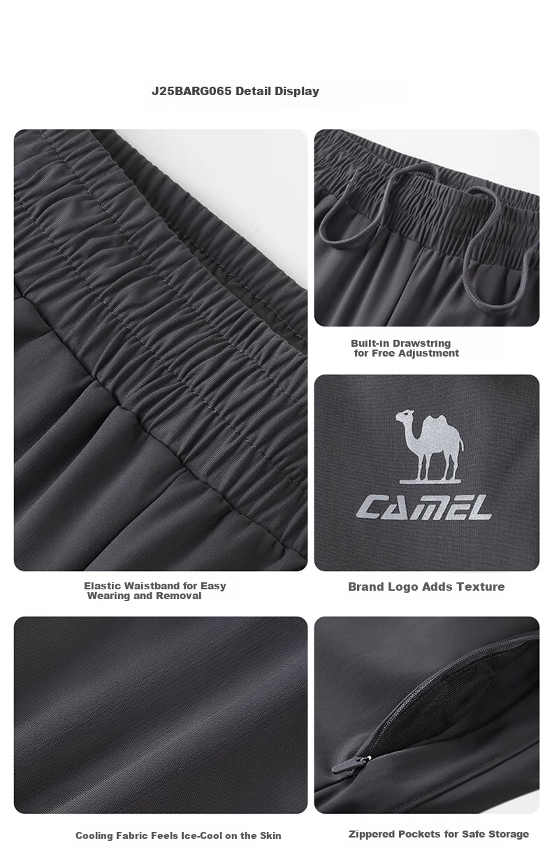 CAMEL Ice Silk Casual Pants for Women, New Summer Loose Straight-Leg Sun Protection Quick-Dry Long Pants, Running Sports Trousers 6