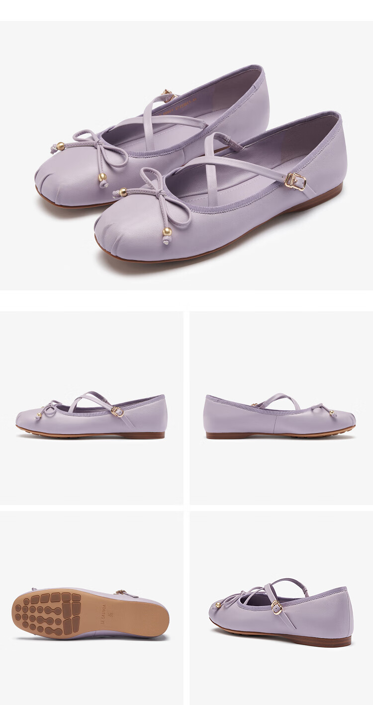 Le Saunda Cloud Ballet Flats, 2025 New Mary Jane Sheepskin Flat Shoes for Women 09901, Peach Pink BEK, Size 35 18