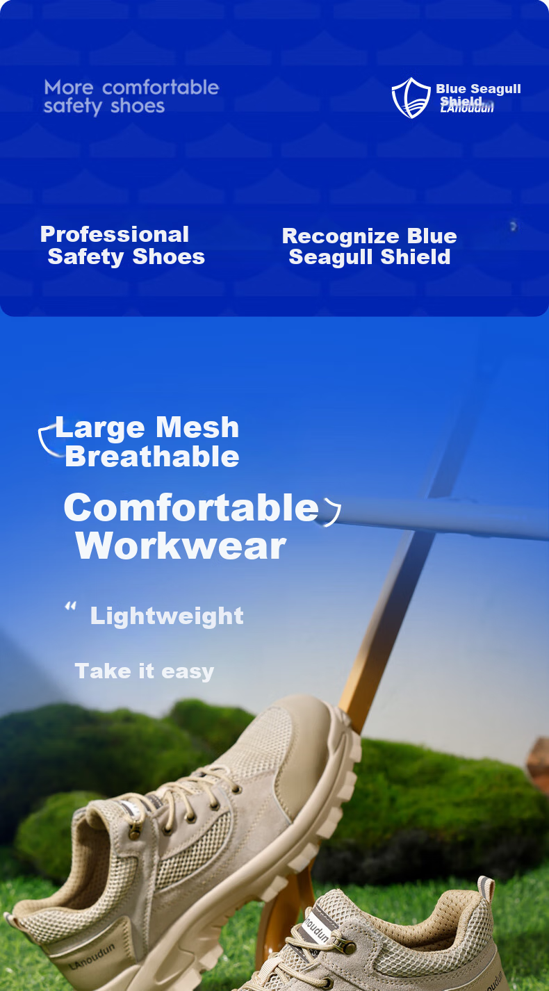 Lanoudun Safety Shoes for Men, Summer Breathable Steel Toe Cap Puncture-Resistant Lightweight Wear-Resistant Work Boots DL1122T Size 36 1