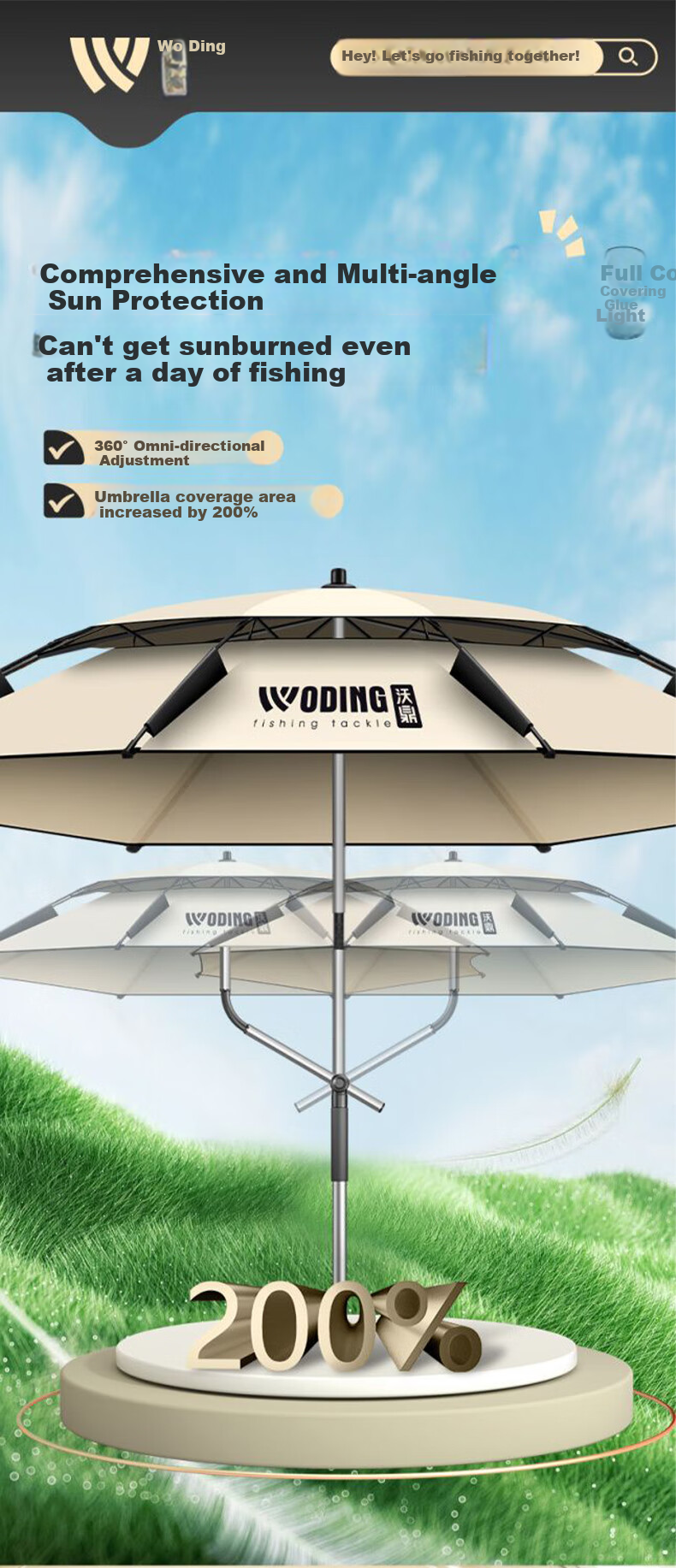 Woding Fishing Umbrella, New Colorful Glue Fishing Sunshade, Outdoor Camping Large Size Reinforced Thickened Cane Umbrella, Rain Umbrella, Platform Fishing Umbrella 8