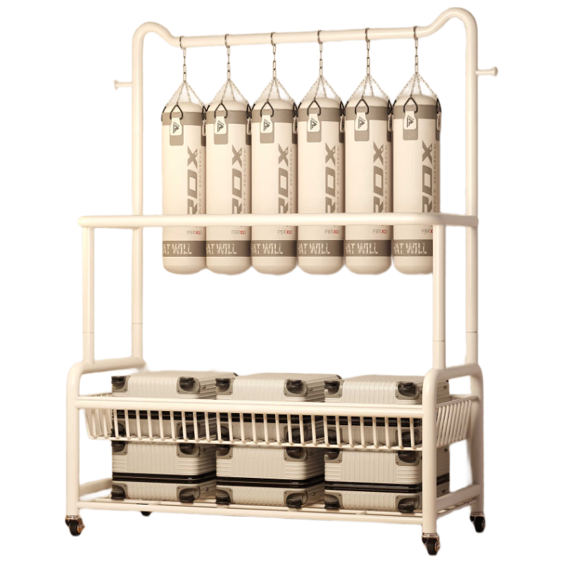 Anerya Floor-Standing Coat Rack, Home Bedroom Drying Rack, Indoor Balcony Double-Layer Storage Shelf, Movable Clothes Hanger