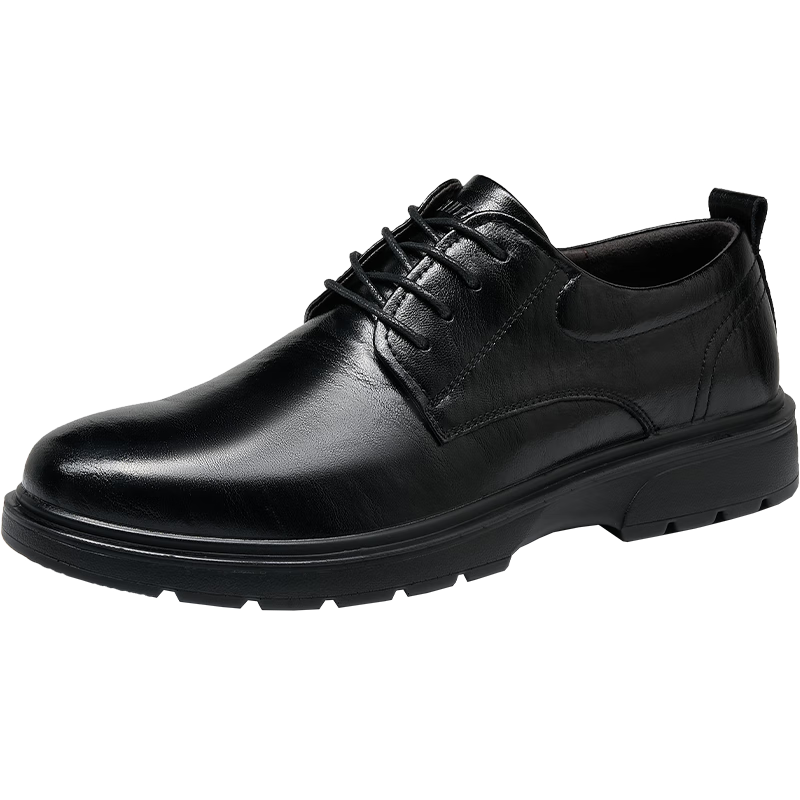 HLA Men's Leather Shoes, Business Casual Formal Derby Shoes HAAPXM1EBH077, Black, Size 41