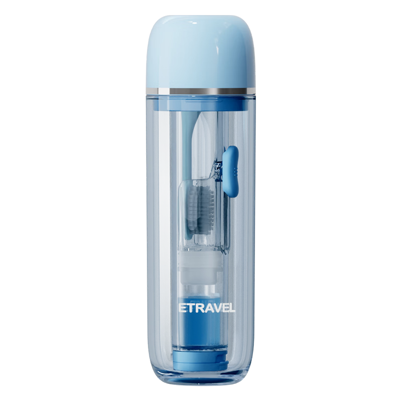 Etravel Travel Toothbrush Cup Mini Foldable Toothbrush Set Toothbrush Storage Box Rinse Cup Misty Blue
