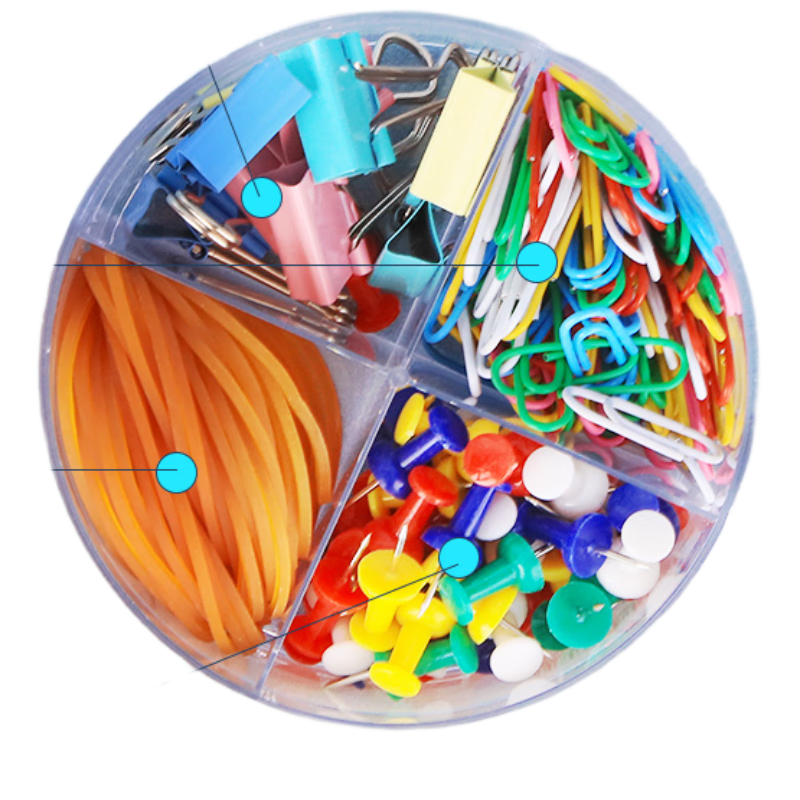 Youbili Combination Set Long Tail Binder Clips/Colorful Paper Clips Iron Clips Combo: Pushpins/Retractable Pins/Bill Clips/Elastic Bands 4057