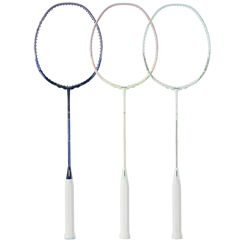 Kawasaki Badminton Racket, Full Carbon Single Racket, 6U Ultra-Light Offensive Type Alpha Light Cloud White And Gray (Pre-Strung)