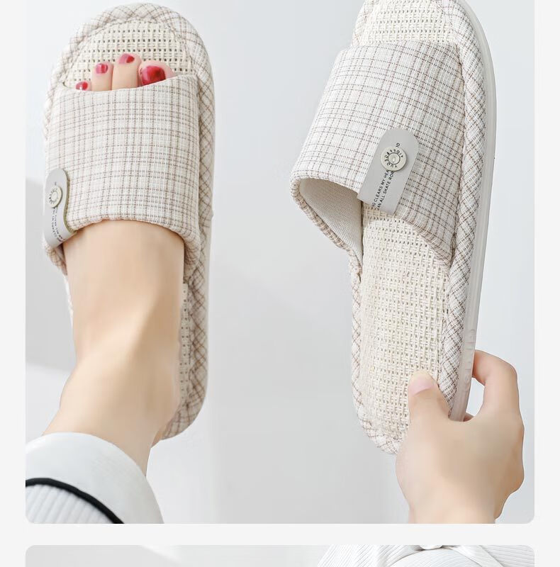 Huameijianbu Linen Slippers, Non-Slip, Couple's Home Indoor Soft-Soled Cotton Linen Floor Slippers, HM6130, Pink, Size 40-41 15