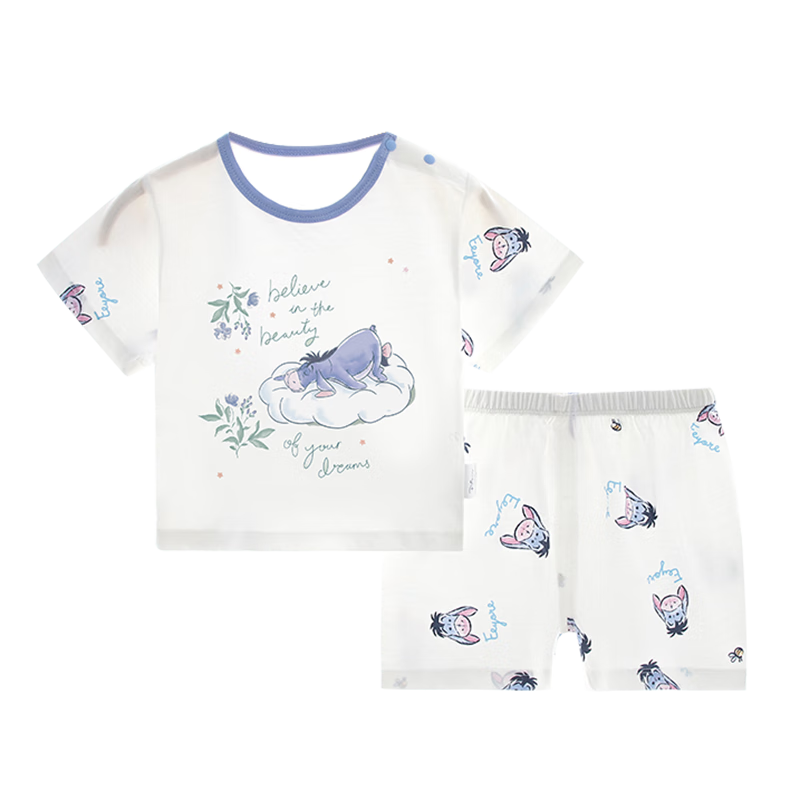 Disney Children's Pajamas, Summer Thin Style, Boys And Girls Short Sleeve Shorts, Baby Air Conditioning Home Wear, Pure Cotton Underwear Set, Size 90