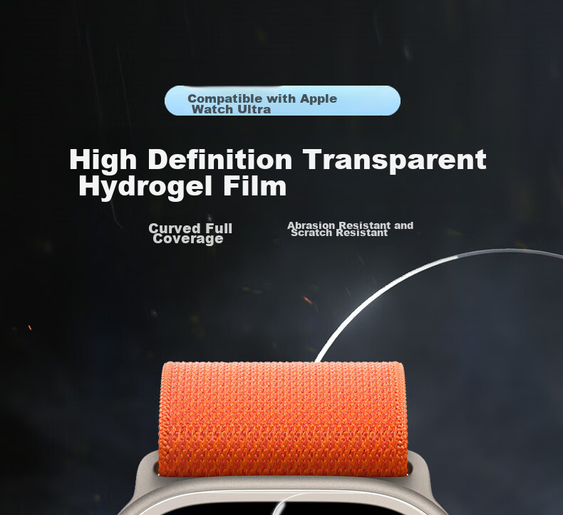 ESCASE Apple Watch Ultra Protective Film, Hydrogel Coating, Full Screen Protection, Anti-Scratch, Anti-Fingerprint, Shockproof, for Apple Watch Ultra 3/2/1, 49mm, 2-Pack 1