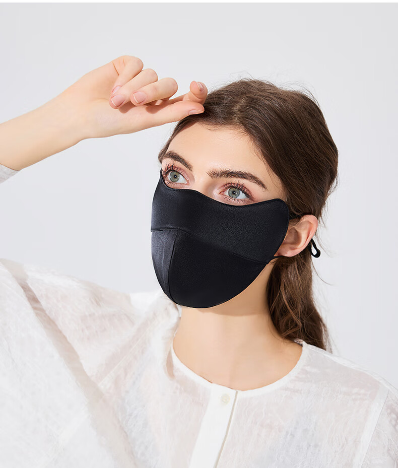 FANCET 100% Mulberry Silk Skin-Enhancing Face Mask for Women Summer UV Protection 3D Eye-Corner Silk Face Cover 20