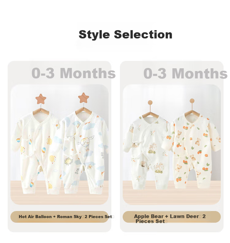 Aibaoshi Baby Clothes Onesie, Pure Cotton, Spring And Autumn, Newborn Infant Romper, Monk Outfit, 2-Piece Set, Size 52, Bottle T141 16
