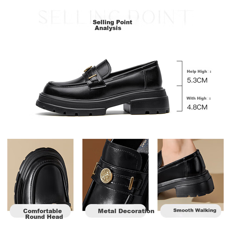 Dusto Women's Loafers, Spring 2026 New Fashion Casual Elegant Chunky Mid-Heel Slip-On Round Toe Shoes for Wome