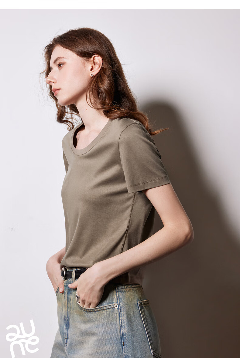 Chuyu Mulberry Silk T-Shirt for Women, 2025 New Style, Mandarin Collar Short Sleeve Simple Versatile Top, Ice Lake Blue, M 7