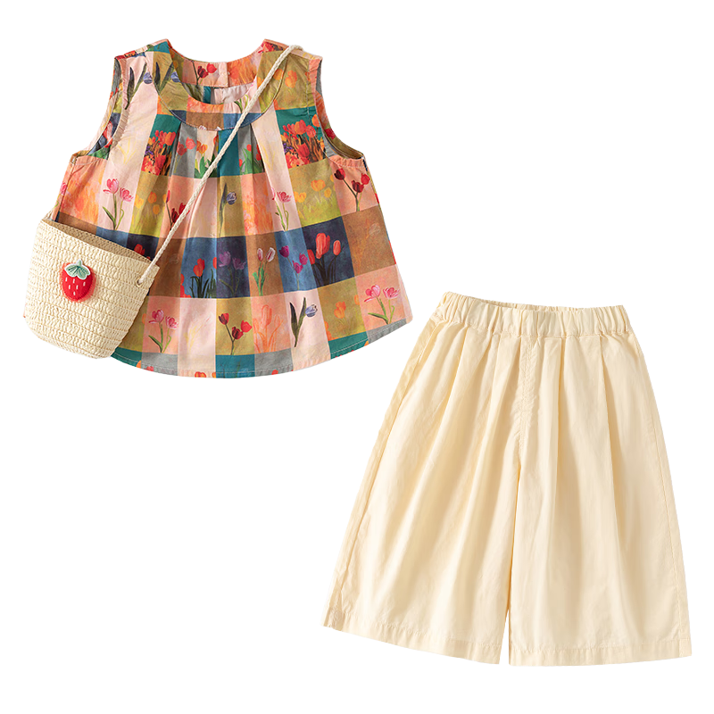 Banxidi Girls Summer Outfit 2026 New Stylish Sleeveless Top and Lightweight Pants Kids Clothing