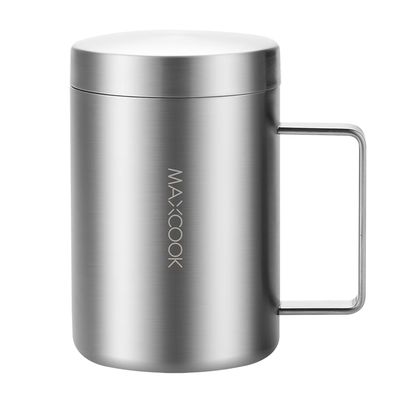 MAXCOOK 316 Stainless Steel Water Cup Mug, Double-Layer Tea Infuser Cup for Office And Home Use, 500ml with Lid MCB8951