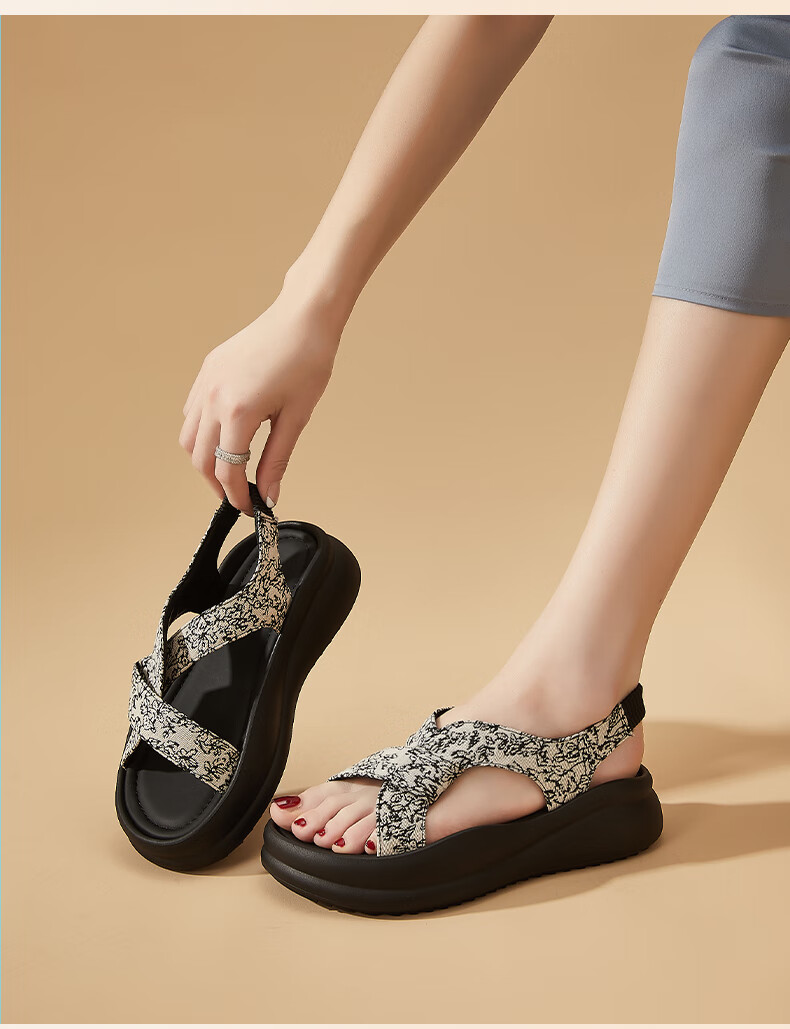 DAPHNE Women's Guofeng Roman Sandals Spring 2026 New Thick-Soled Sporty Beach Shoes with Skirt Matching 13