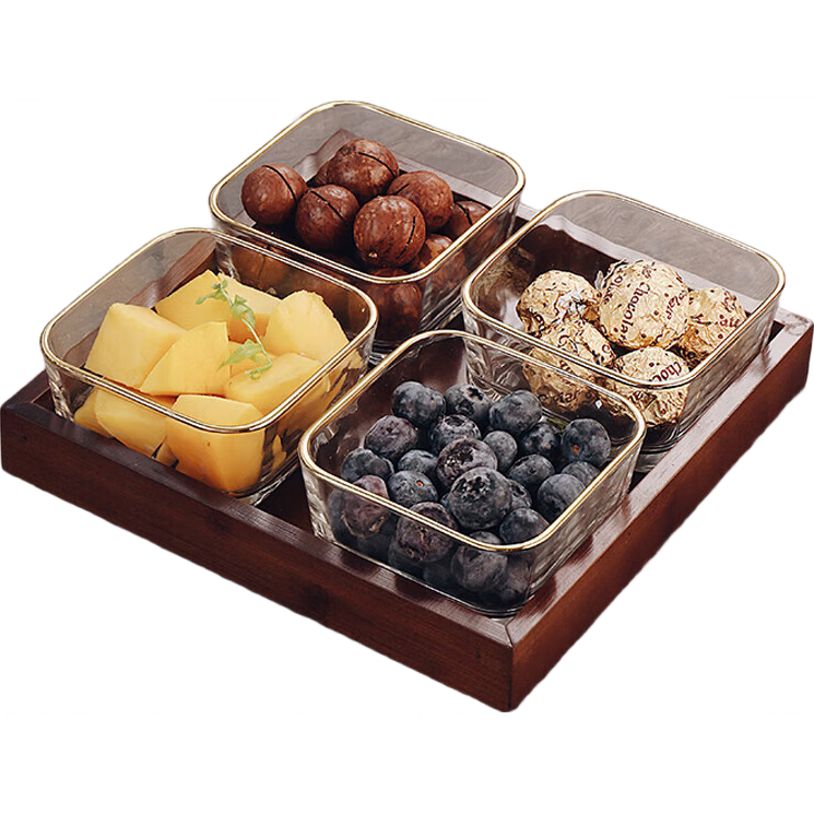 CRISTALGLASS Glass Fruit Plate, Living Room Retro Light Luxury Creative Snack Divider, Dried Fruit Dish, Nordic Ins-Style Dessert And Candy Plate