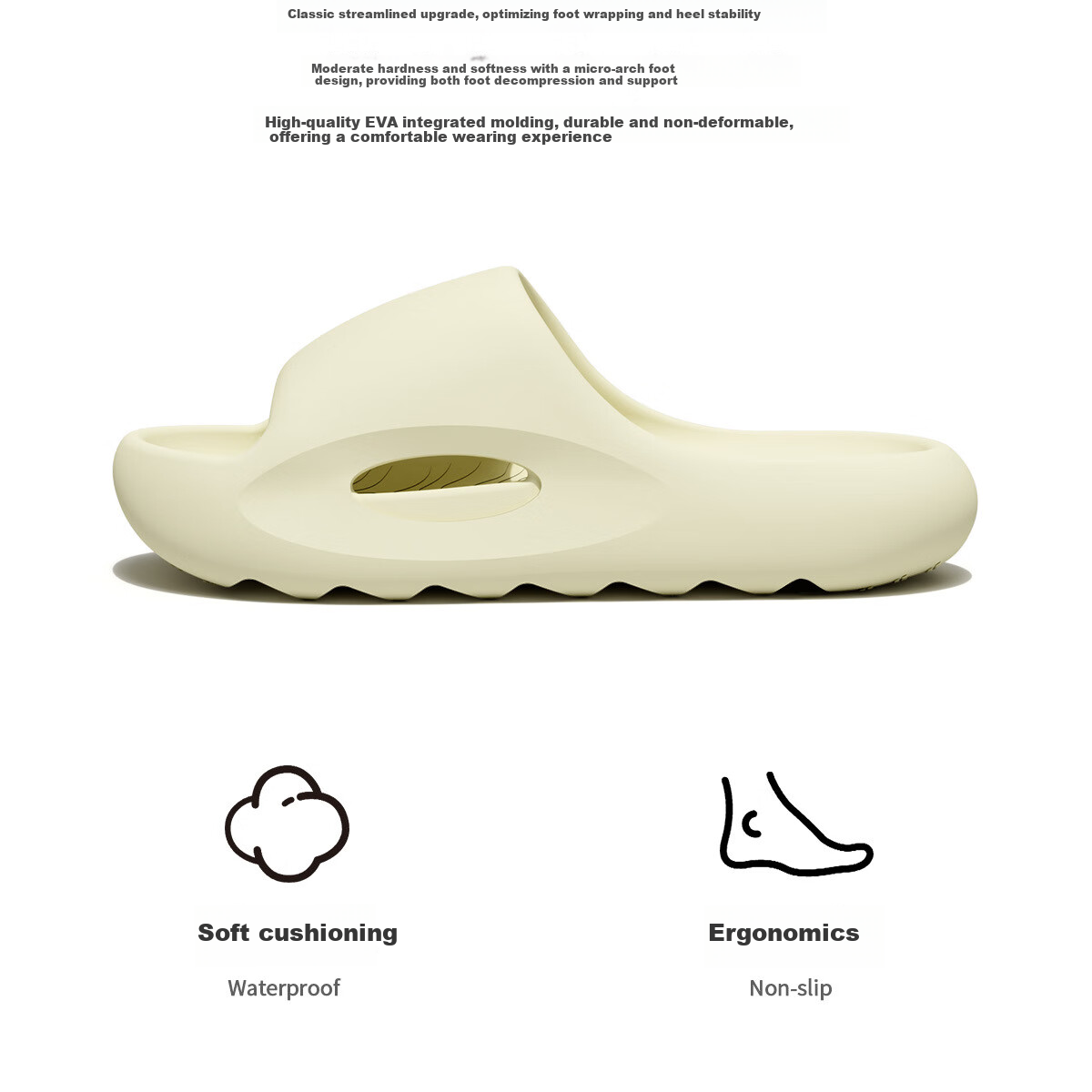 TZLDN Squishy Feeling Slippers for Men, Summer Indoor Home Thick-Soled Non-Slip Couple Sandals for Women, Outdoor Wear, Light Khaki, Size 36-37 3