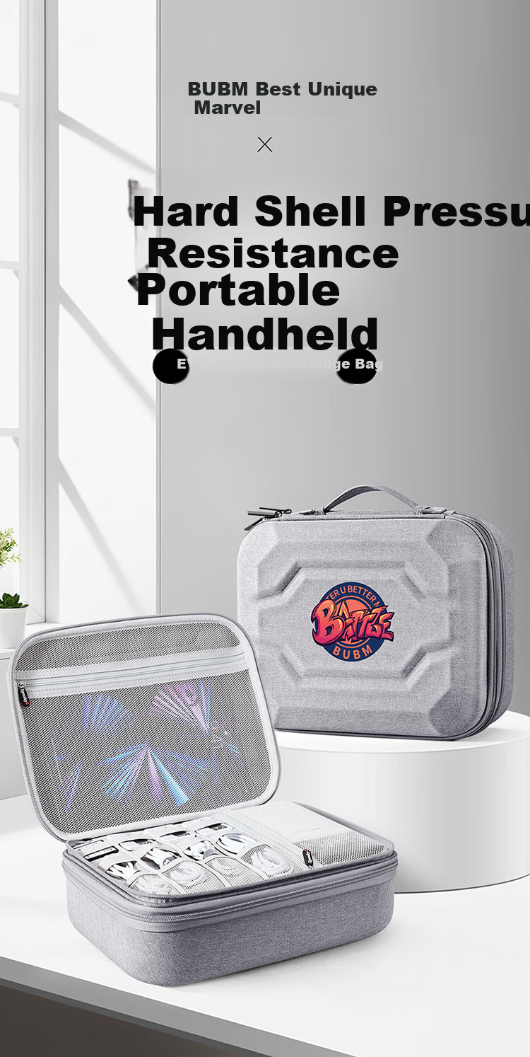 Biyoumei Digital Storage Case, Hard Shell EVA Box, Large Capacity, for Data Cables, Hard Drives, Headphones, And Accessories Organization, Handheld, with Rows 1