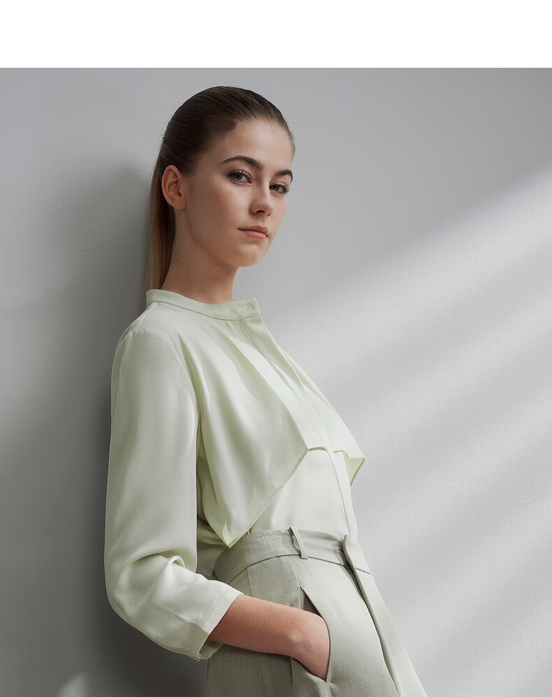 G2000 Textured Draped Casual 3/4 Sleeve Shirt Spring Summer Mall Edition Mint 36 4