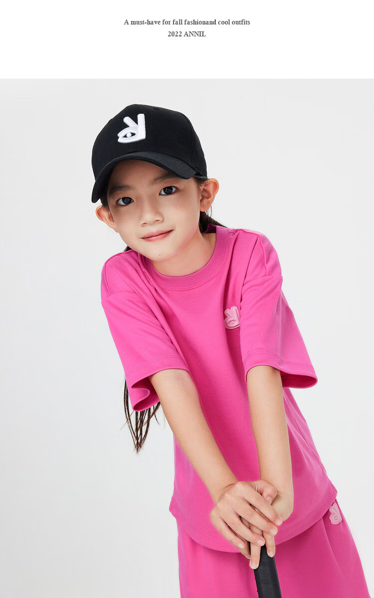 Annil Children's Clothing, Boys And Girls Short-Sleeve T-Shirt, Antibacterial Long-Staple Cotton, Summer Fashion, Pure Cotton, Casual Round Neck, Loose Fit, Nebula Blue 20
