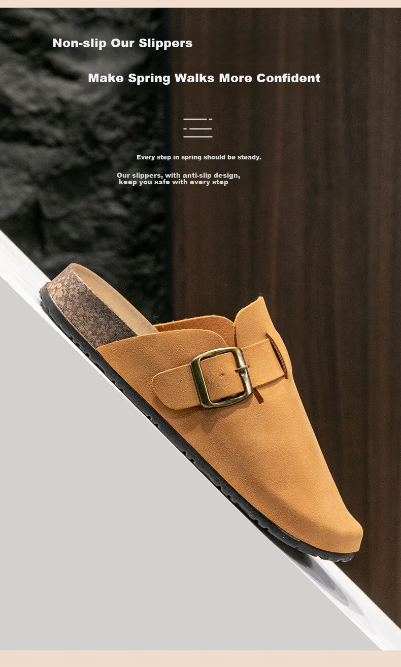 Taxiang Baotou Birkenstock-Style Women's Faux Leather Slip-On Mules, Versatile Outdoor Wear, TQ671, Apricot Color, Size 36/37 10