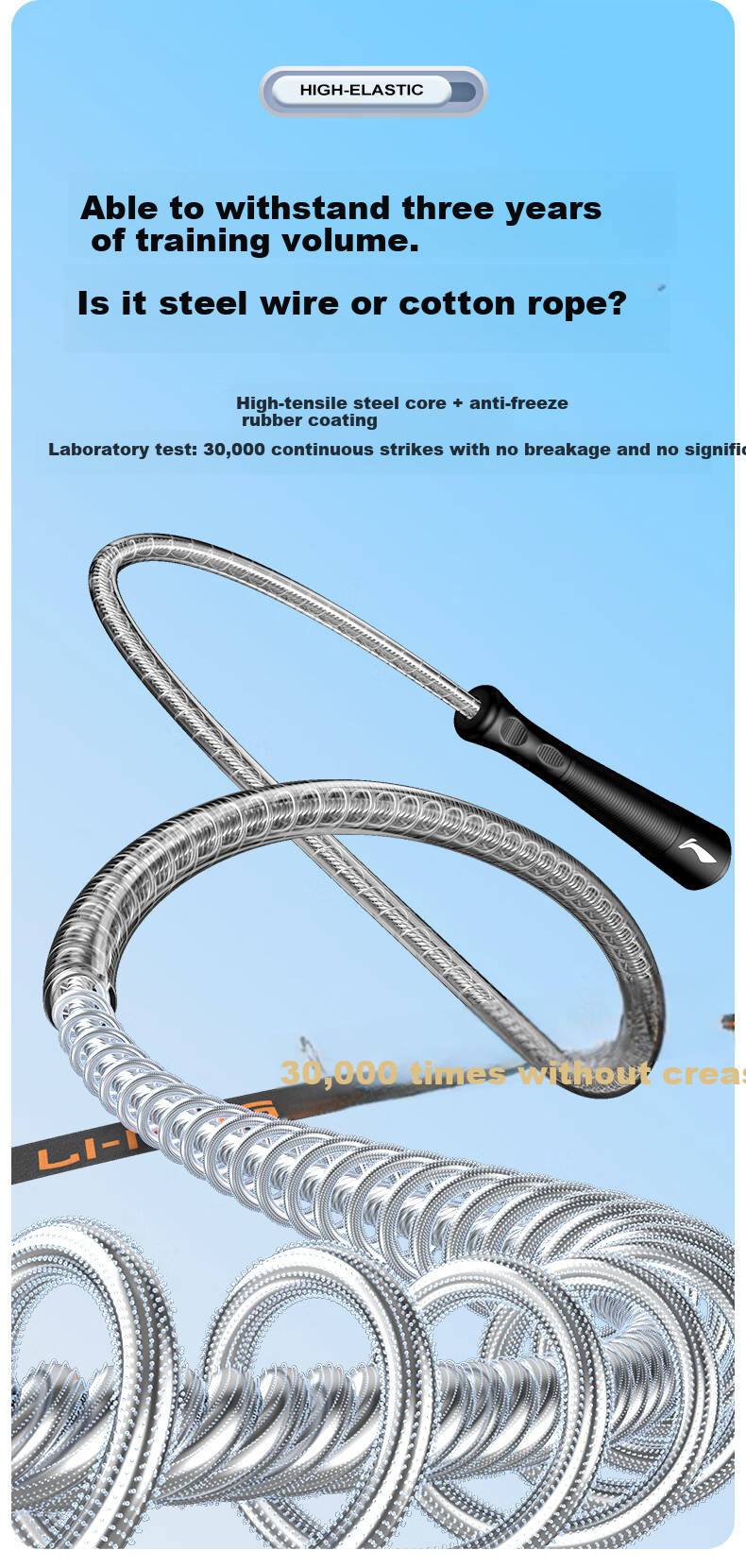 Li-Ning Speed Jump Rope, Steel Wire Professional Competition And Exam-Specific, for Children, Primary And Secondary School Students, Sports Ultra-Light Rope, 4mm 5